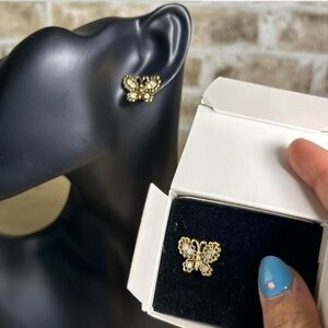 Vintage Avon Gold tone Butterfly Earrings  stud post pierced stainless steel